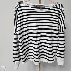 French‎ Connection Black White Striped Winter Sweater Top Blouse